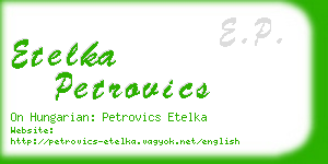 etelka petrovics business card